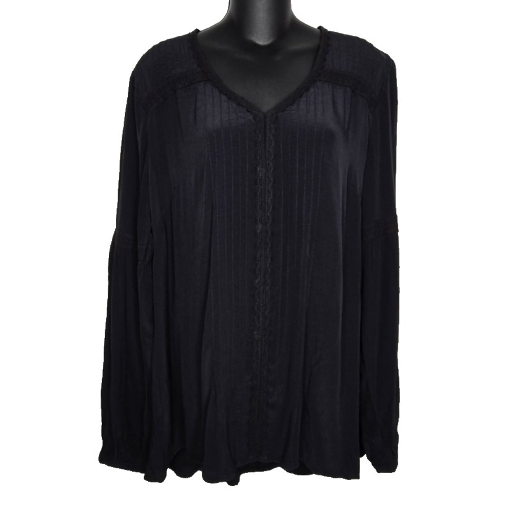 2 LOGO Lori Goldstein Blouse Top Lot Womens Medium Black Lavender Button Pleated - Picture 2 of 15